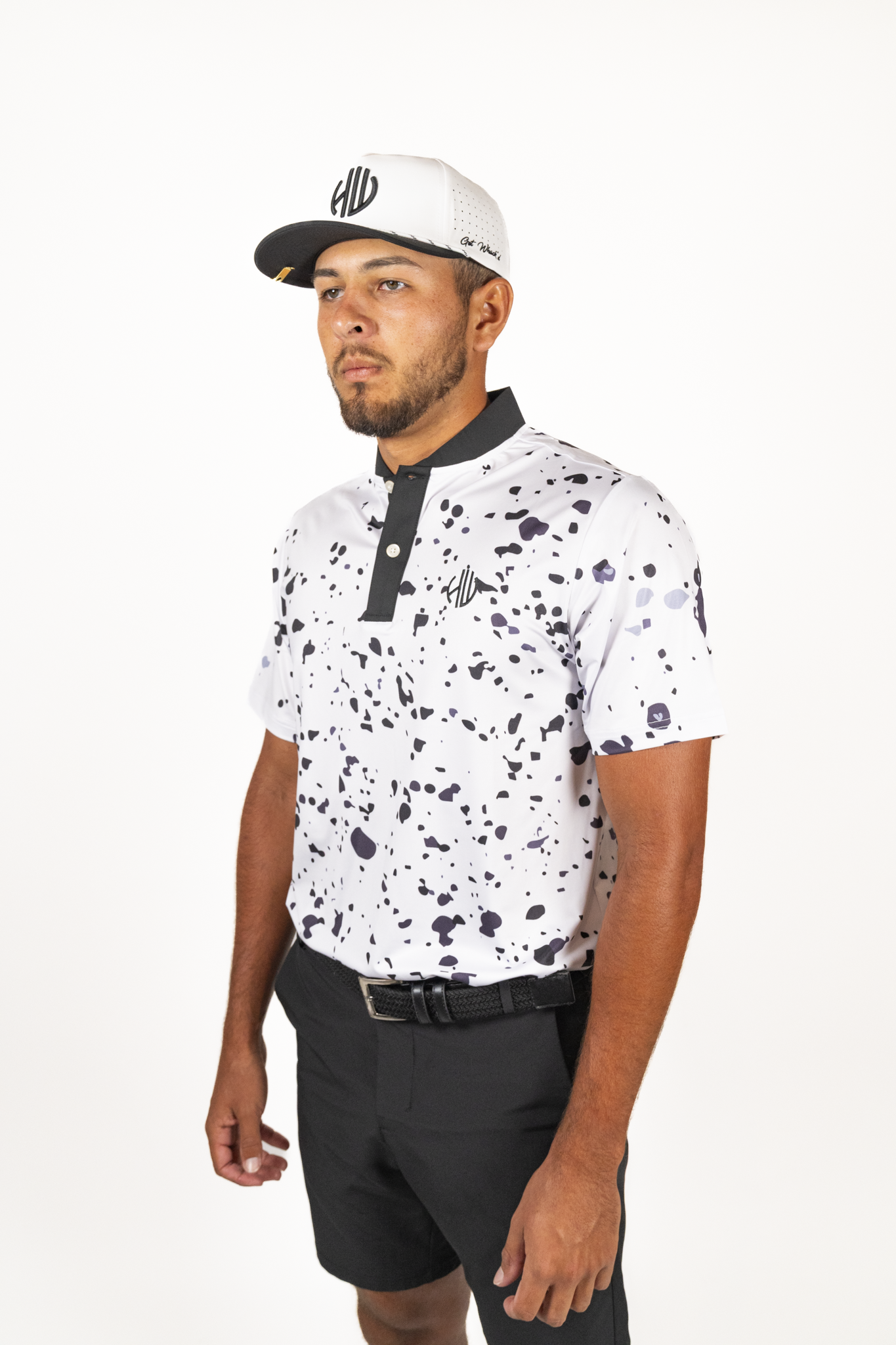 White Mock Neck Polo