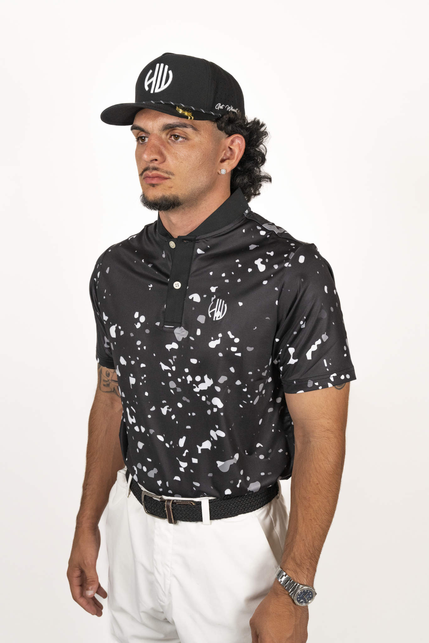 Black Mock Neck Polo