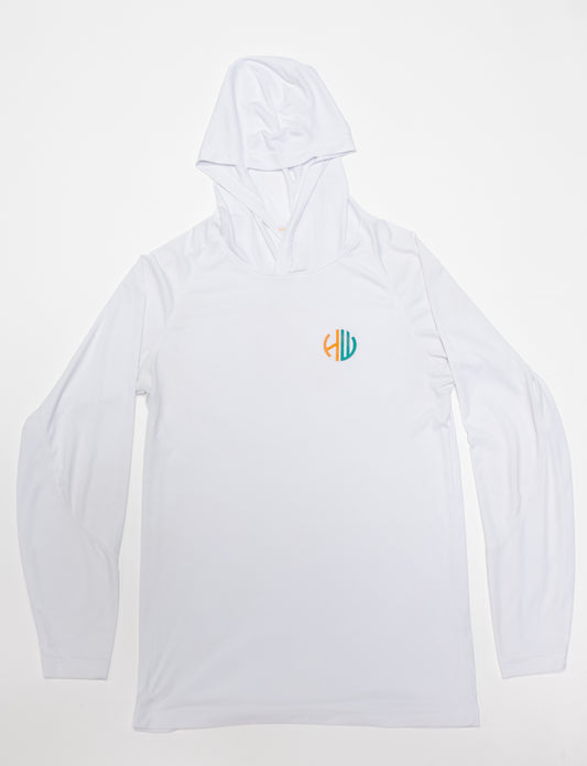 Aqua and Orange Performance Hoodie | Happy Whackers