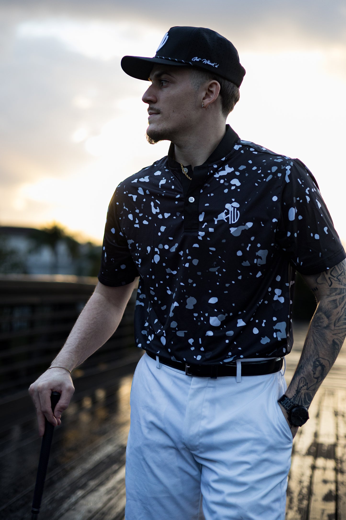 Mock Neck – Black Performance Golf Polo | Happy Whackers