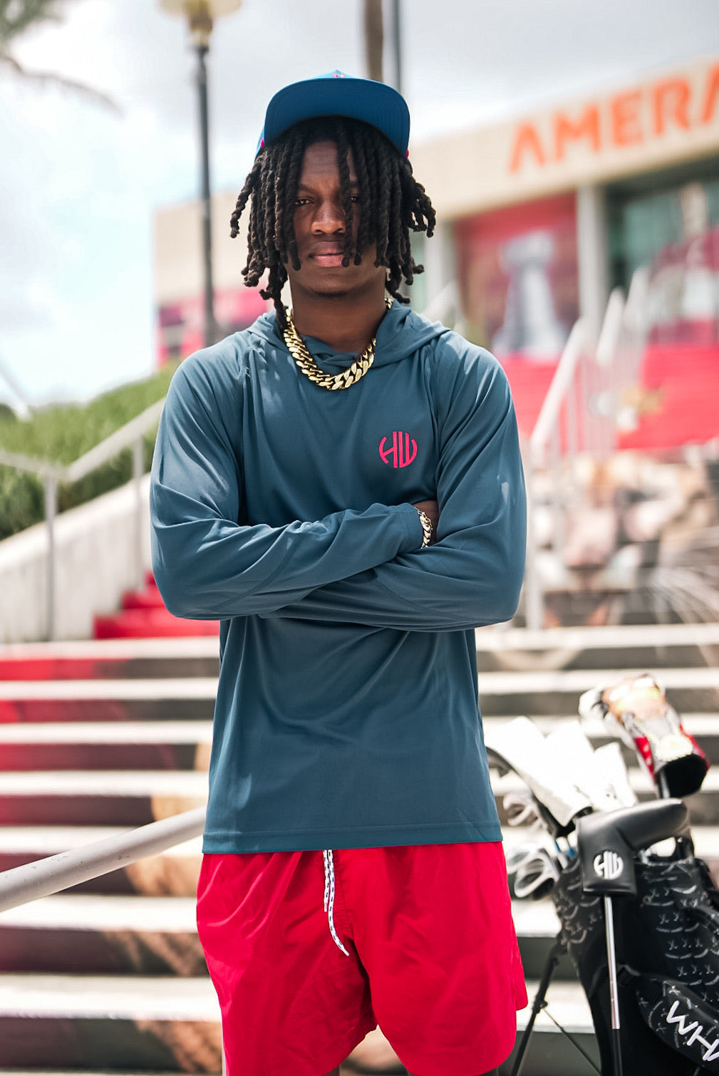 Navy Blue and Red Performance Hoodie | Happy Whackers