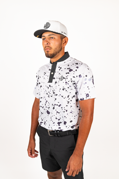 White Mock Neck Polo