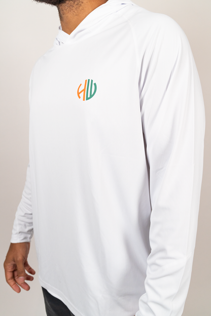 Aqua and Orange Performance Hoodie | Happy Whackers