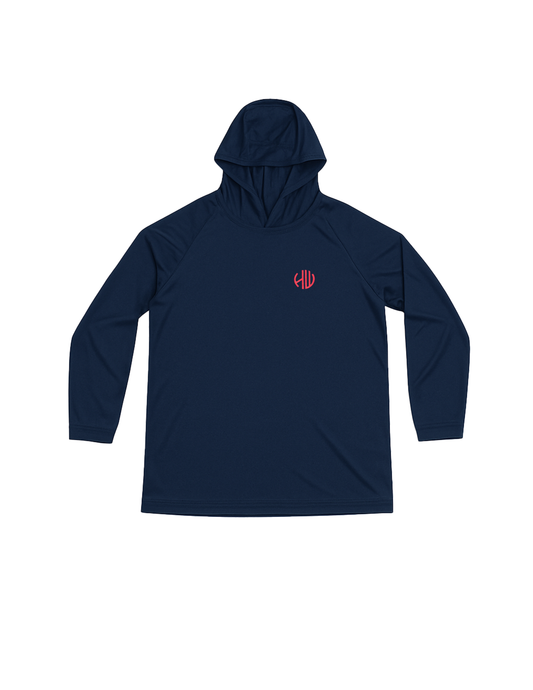 Navy Blue and Red Performance Hoodie | Happy Whackers