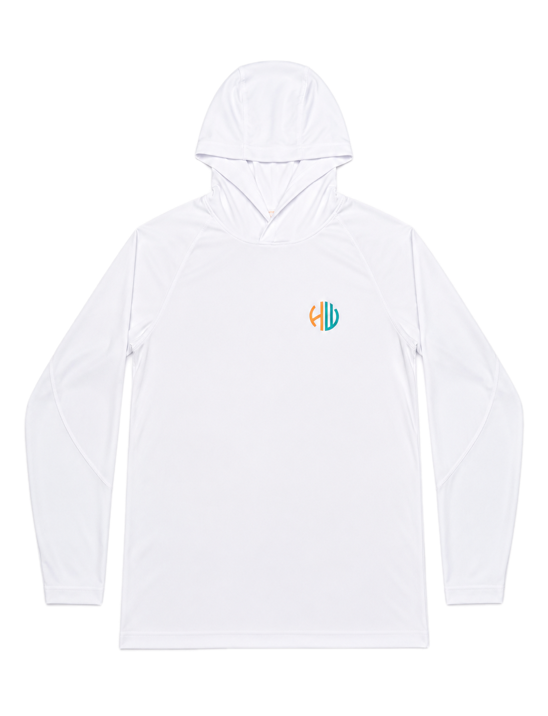 Aqua and Orange Performance Hoodie | Happy Whackers