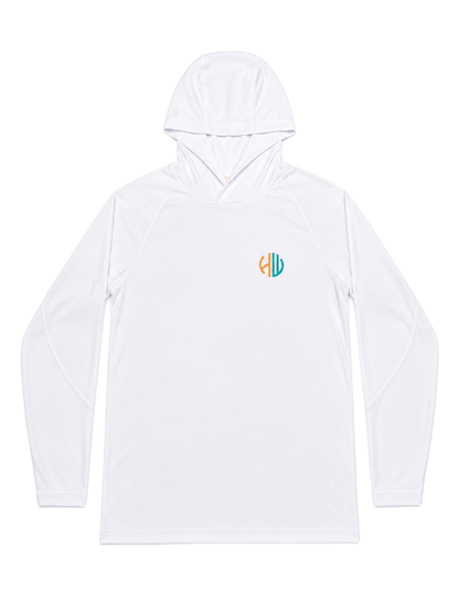 Aqua and Orange Performance Hoodie | Happy Whackers