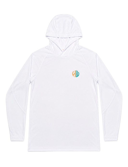 Aqua and Orange Performance Hoodie | Happy Whackers