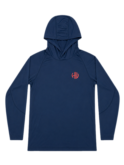 Navy Blue and Red Performance Hoodie | Happy Whackers