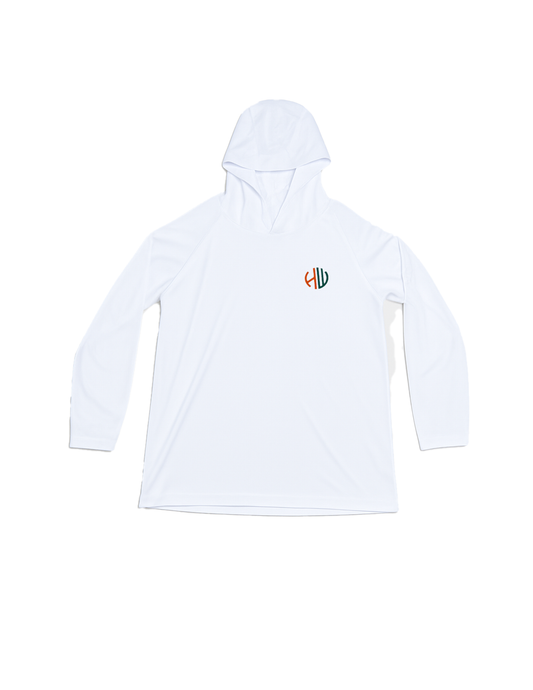 Aqua and Orange Performance Hoodie | Happy Whackers